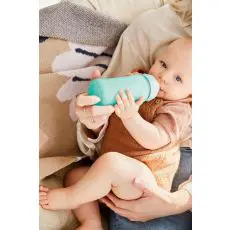 Szklana butelka ze smoczkiem M, 240 ml, miętowa, Everyday Baby