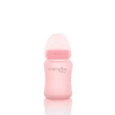 Szklana butelka ze smoczkiem S, 150 ml, różowa, Everyday Baby