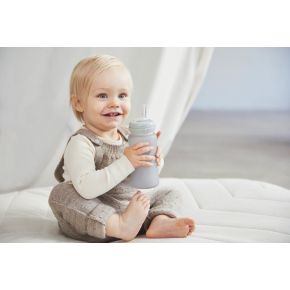 Szklany bidon ze słomką 240 ml, szary, Everyday Baby