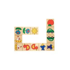 Drewniane domino w drewninanym pudełku