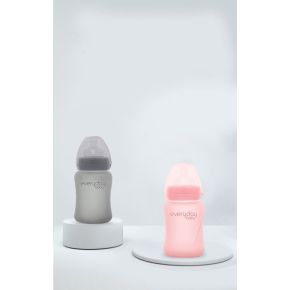 Szklana butelka ze smoczkiem S, 150 ml, szara, Everyday Baby