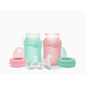 Szklana butelka ze smoczkiem S,150 ml, miętowa, Everyday Baby