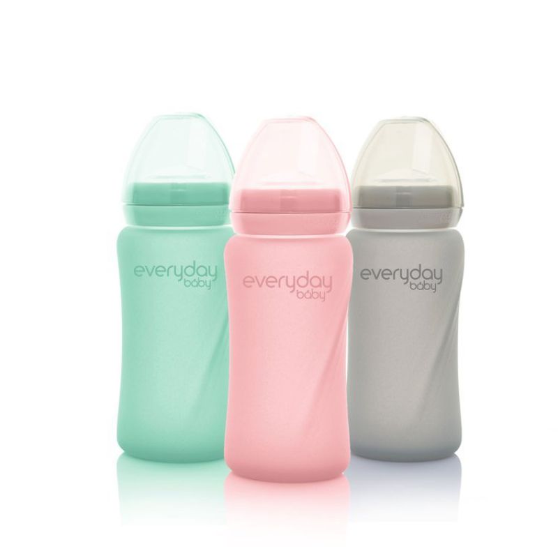 Szklany bidon ze słomką 240 ml, miętowy, Everyday Baby