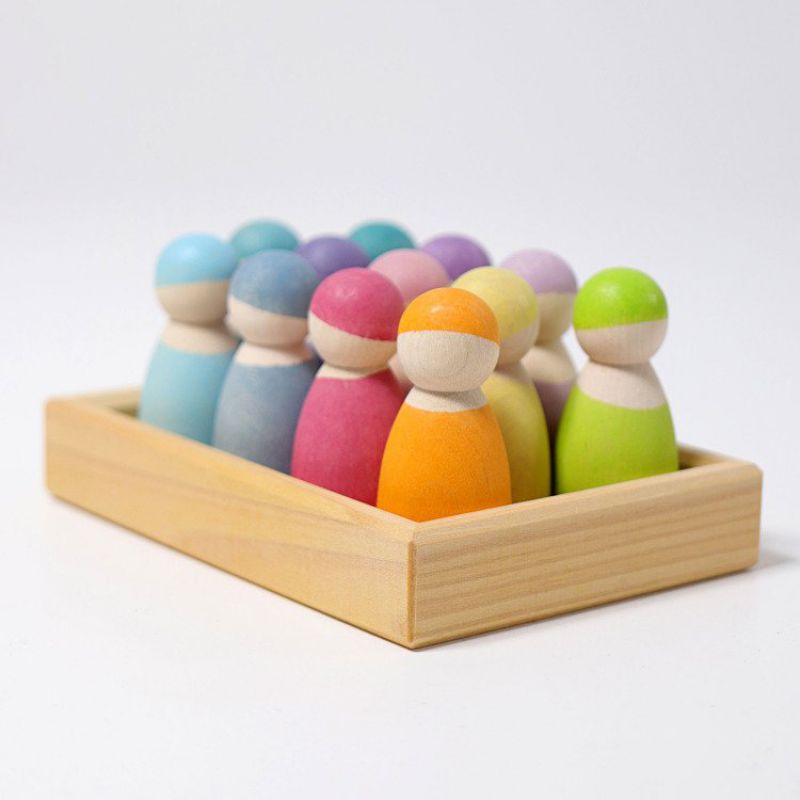 Drewniane figurki 12 szt., Przyjaciele 1+, pastelowe, Grimm's